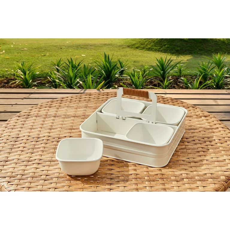 Better Homes & Gardens White Galvanized Steel Square Serve Tray Bowl Set, 9.05" L x 9.05" W | Walmart (US)