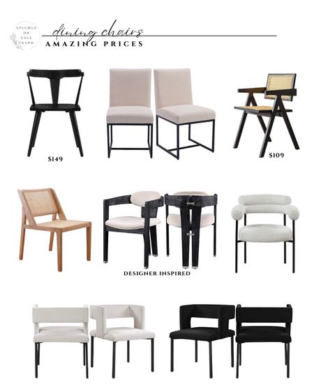 Modern dining chairs black. Upholstered dining chair white. Rattan dining chair woven. Designer look for less. Wooden dining chair.

#LTKsalealert #LTKFind #LTKhome
