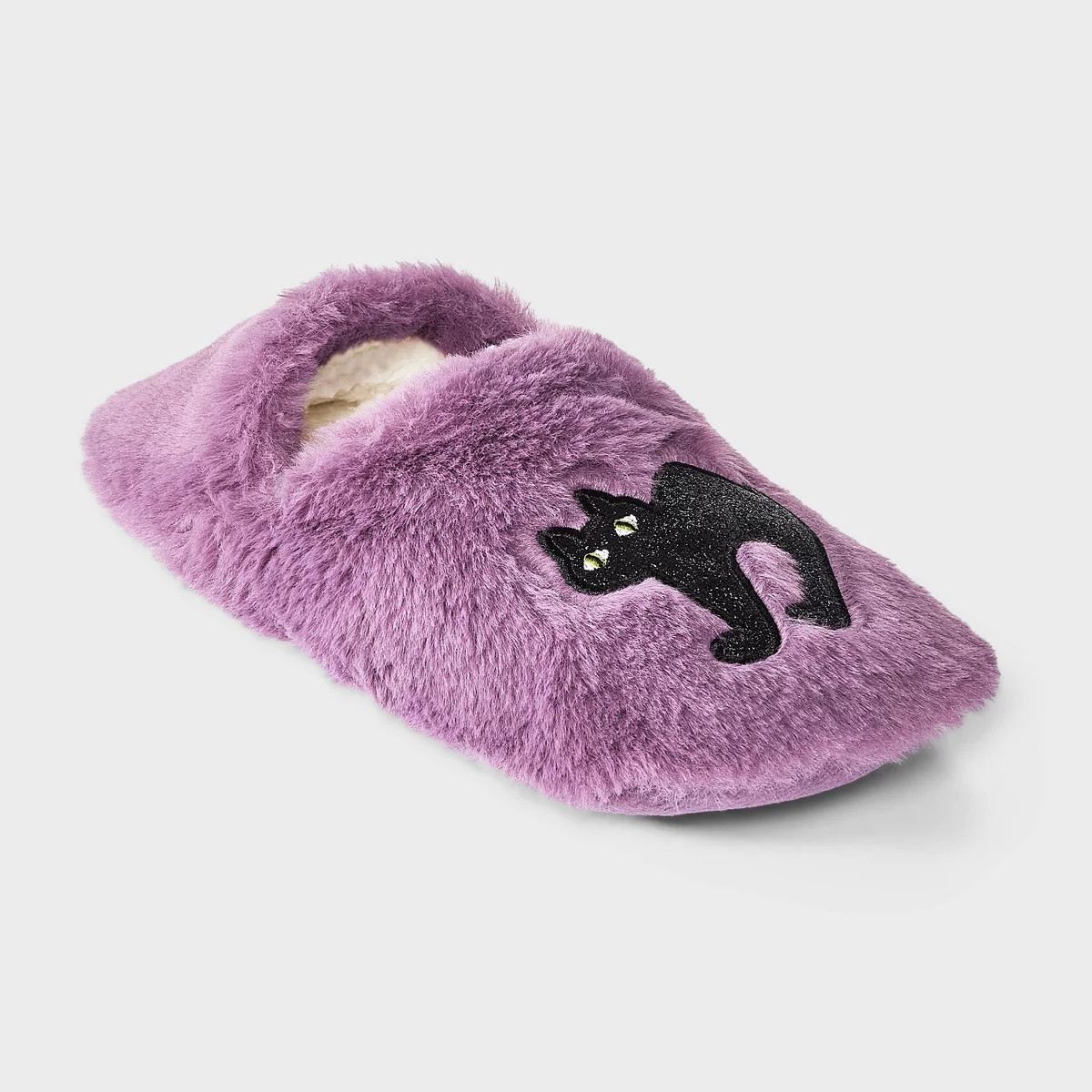 Women's Halloween Glitter Cat Faux Fur Slipper Socks with Grippers - Hyde & EEK! Boutique\u2122 P... | Target