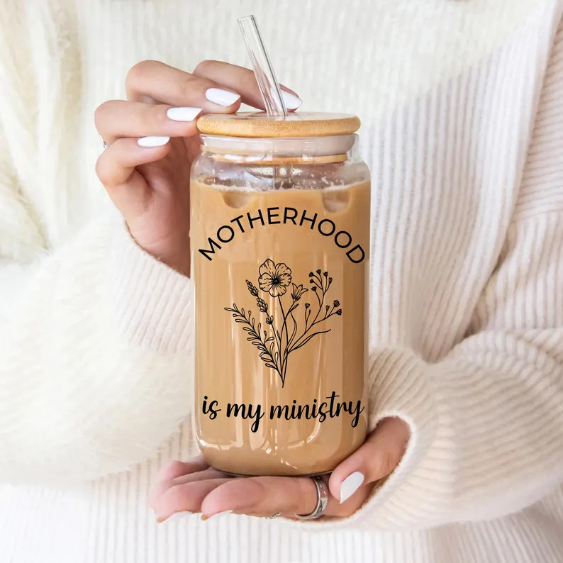 Motherhood is My Ministry Glass Cup, Christian Mom Gift, Mother's Day Gift, Christian Mom Iced Co... | Etsy (US)