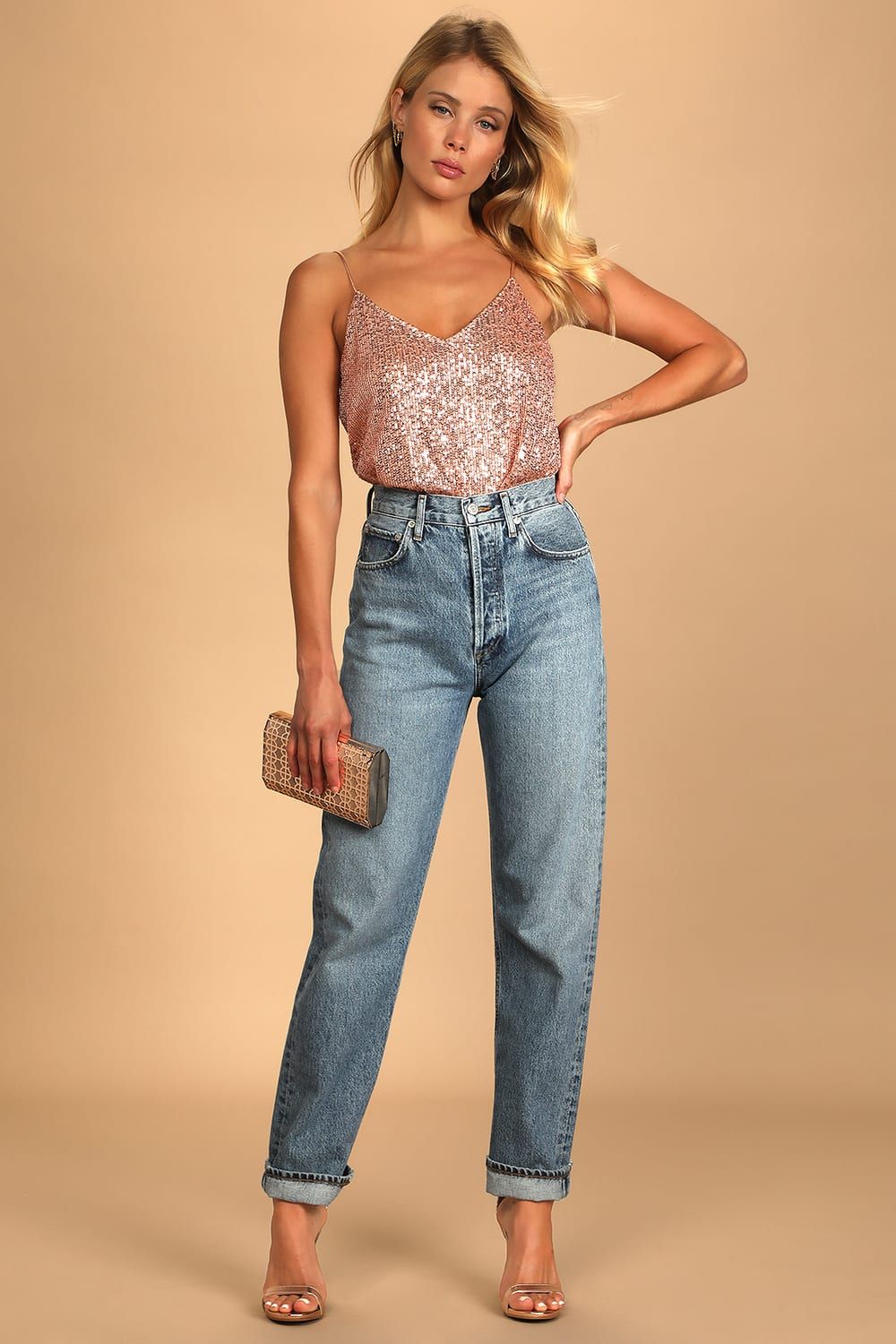 Sparkling Glimpse Rose Gold Sequin Sleeveless Cami Top | Lulus (US)