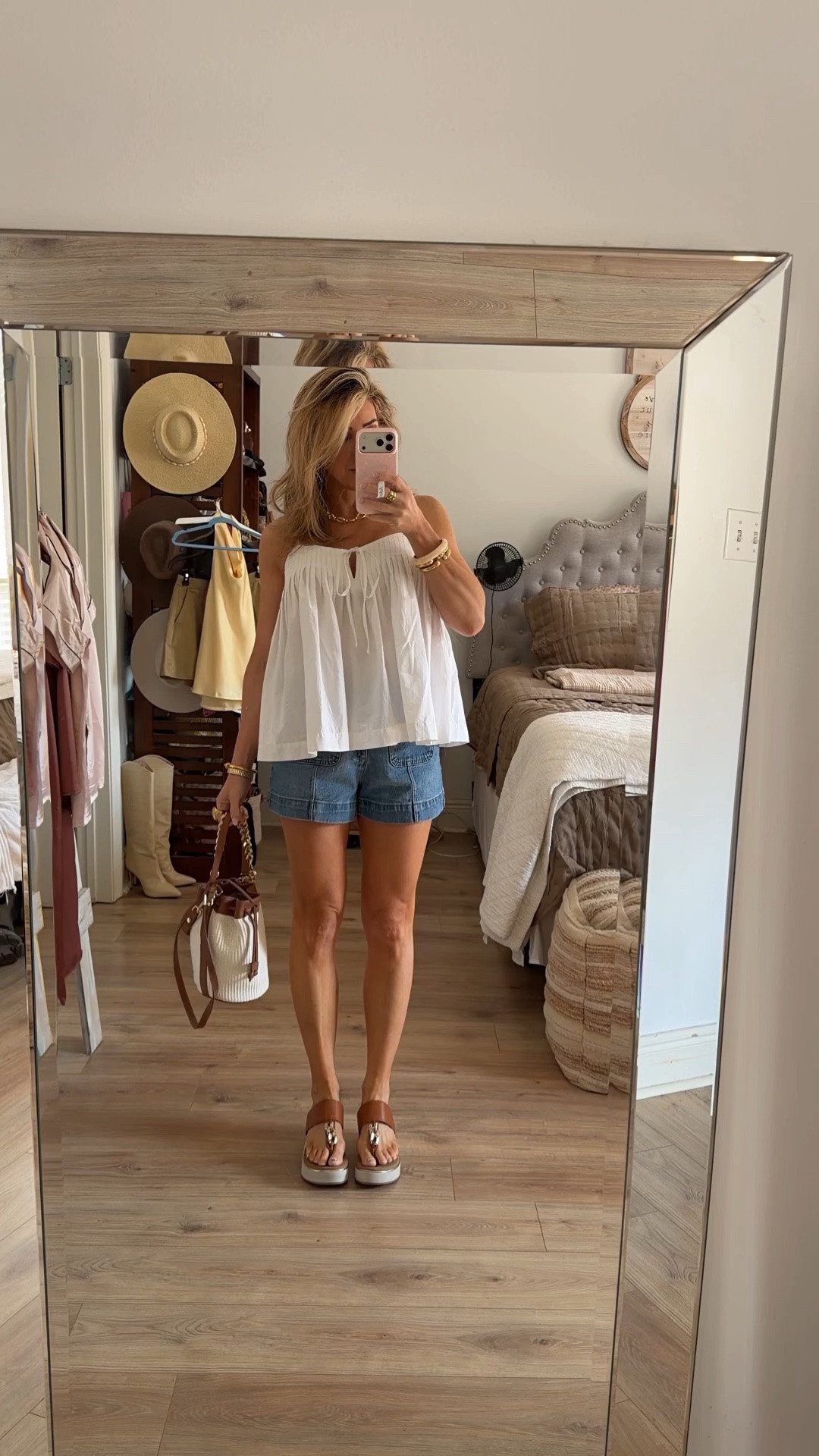Ootd for a day in New Orleans. 

Summer outfits over 40, denim shorts, white sleeveless babydoll top, sandals

#LTKdayinmylife #LTKootd #LTKOver40