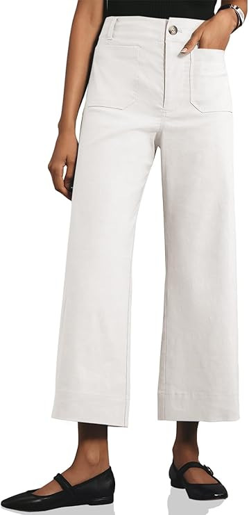 Cicy Bell Womens Cropped Wide Leg Pants High Waisted Stretchy Flare Pants Casual Baggy Trousers | Amazon (US)