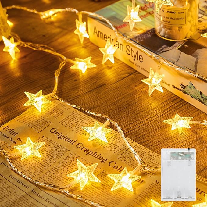 Minetom Star String Lights Battery Operated - 17 ft 50 LED Star Fairy String Lights with Timer, W... | Amazon (US)