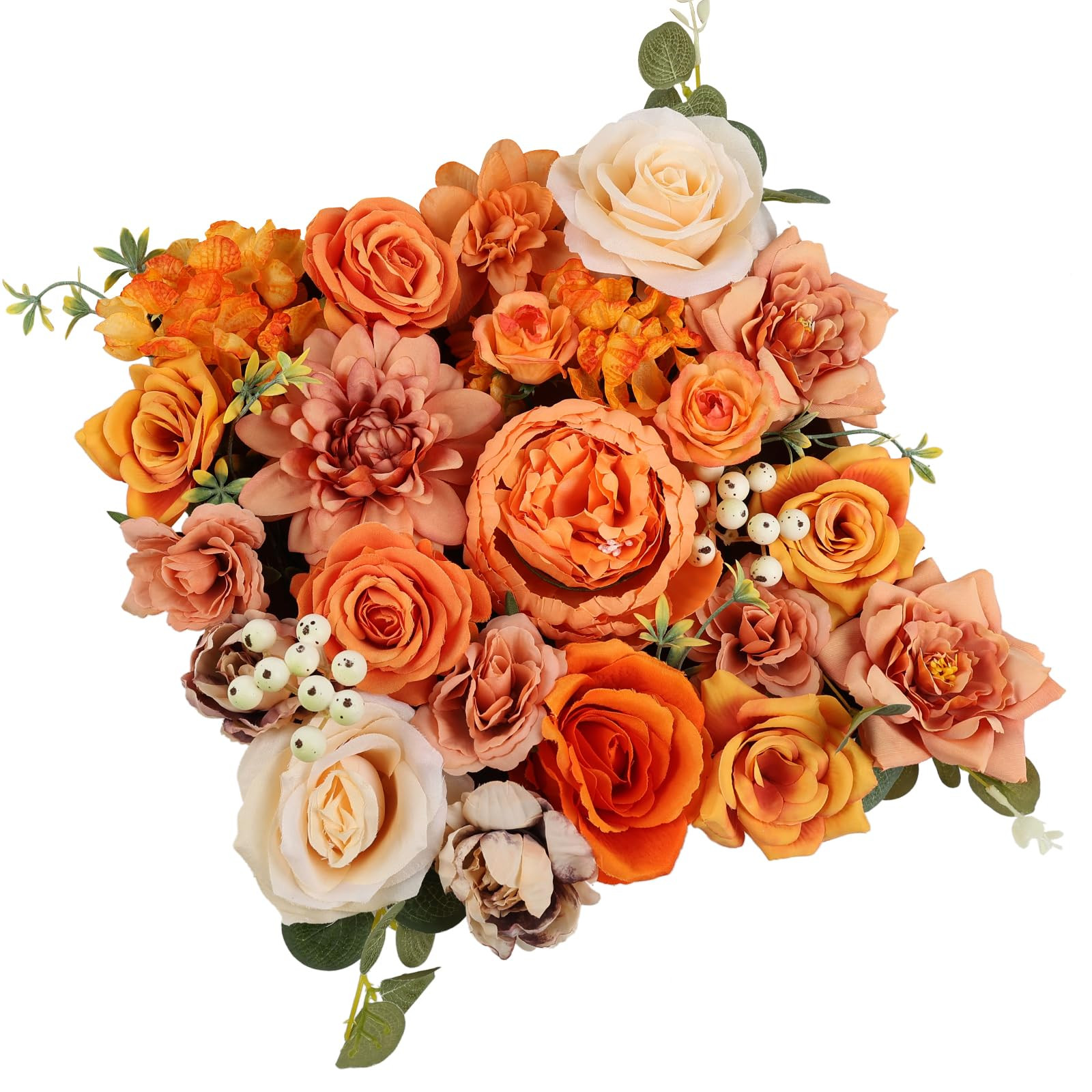 DEEMEI Artificial Fall Flowers Burnt Orange Combo Box Set Rose Silk Mix Peony Fake Flowers with S... | Amazon (US)