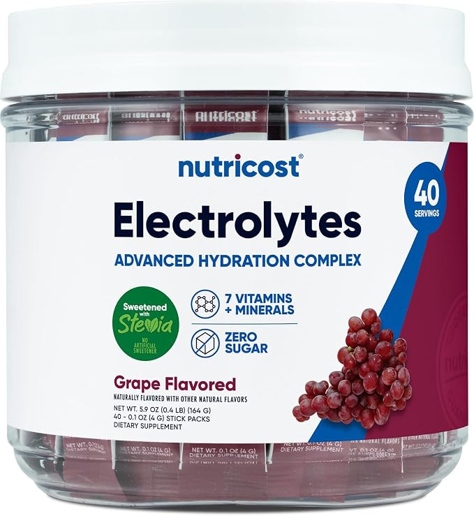 Nutricost Electrolytes Complex, Grape Flavored, 40 Stickpacks - Advanced Hydration Complex | Amazon (US)