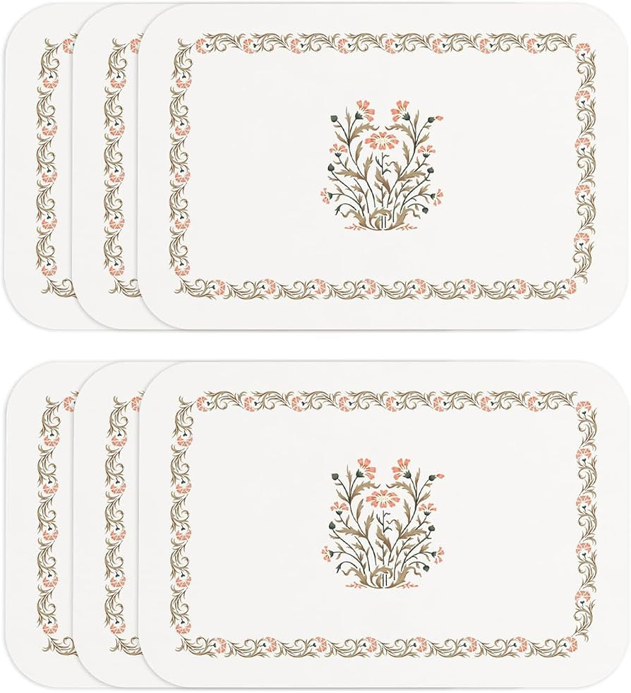 ISAENNE French Country Floral PVC Placemats Set of 6,Rectangular Minimalist Placemat, Waterproof ... | Amazon (US)