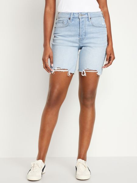 High-Waisted OG Button-Fly Jean Shorts for Women -- 7-inch inseam | Old Navy (US)