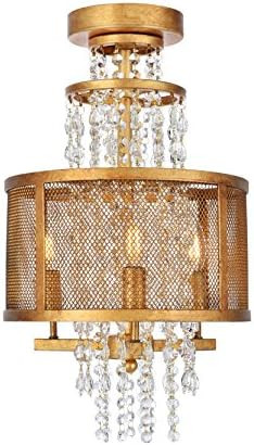 OmniLucent ARCF12GI-4620 Leigh Collection Flush Mount with 3 Lights and Clear Crystals, 12.25" x 12. | Amazon (US)