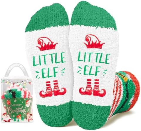 HAPPYPOP Christmas Gift Ideas for Kids - Secret Santa Gifts, Elf Socks for 4-9 Years Old, Christm... | Amazon (US)