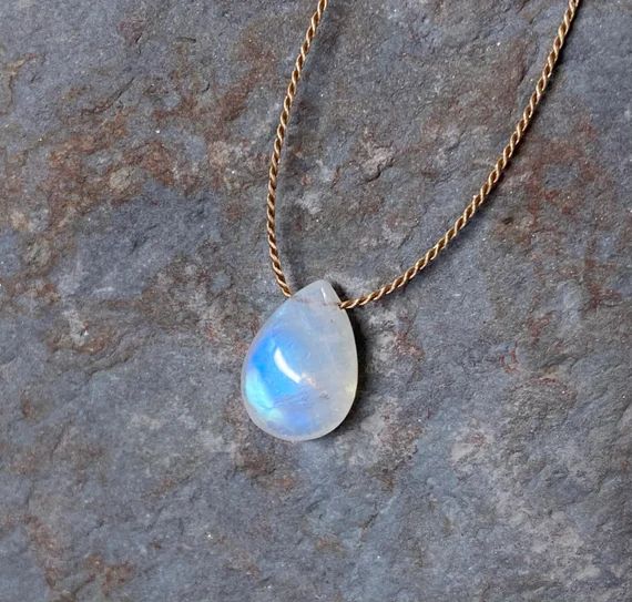 Rainbow Moonstone Moonstone necklace. Minimalist necklace | Etsy | Etsy (US)
