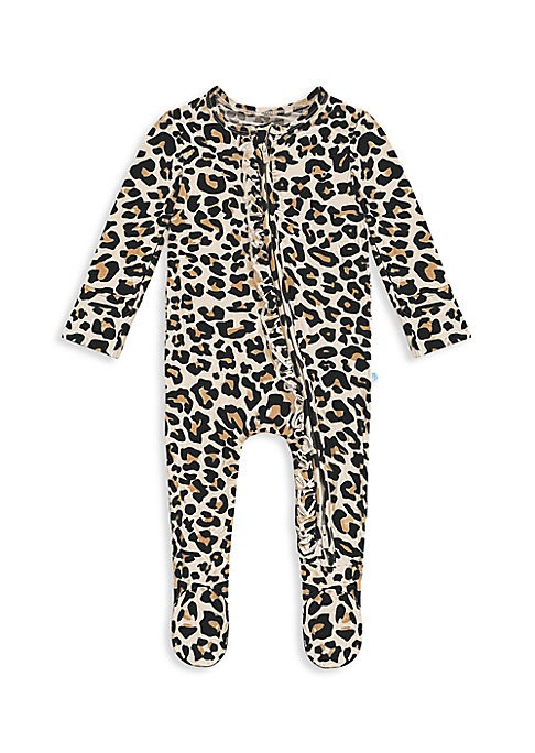 Posh Peanut Baby Girl's Lana Leopard-Print Ruffled Footie - Leopard Tan - Size 9-12 Months | Saks Fifth Avenue