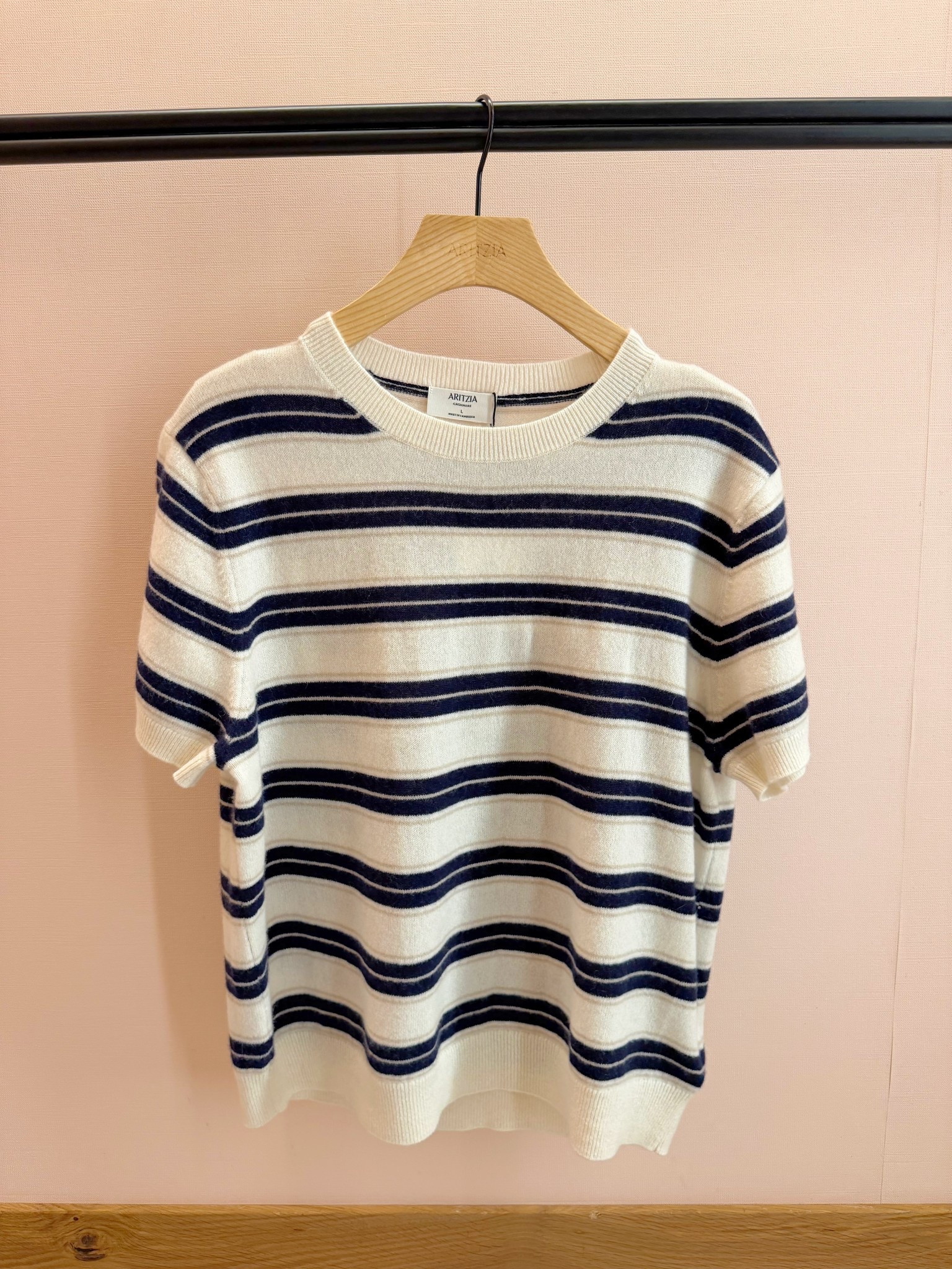 Love this striped cashmere tee for transitioning from winter to spring! Great neutral palette that can be paired with jeans, pants, shorts and skirts. This tee would be perfect with the viral Aritzia lodge pants that can be dressed up or dressed down and make the perfect workwear or travel outfit! 

#LTKTravel #LTKOver40 #LTKWorkwear