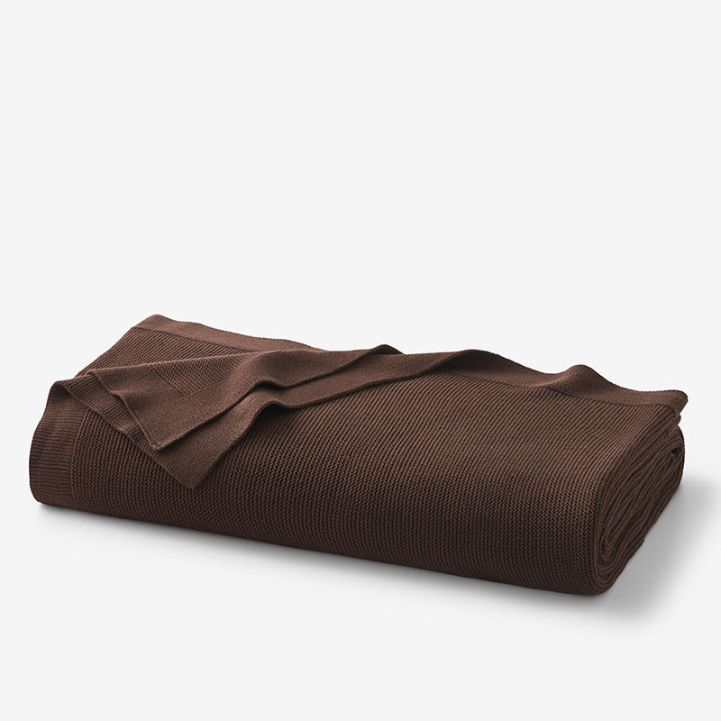 Classic All Season Breathable Cotton Knit Blanket - Brown, Twin | The Company Store
