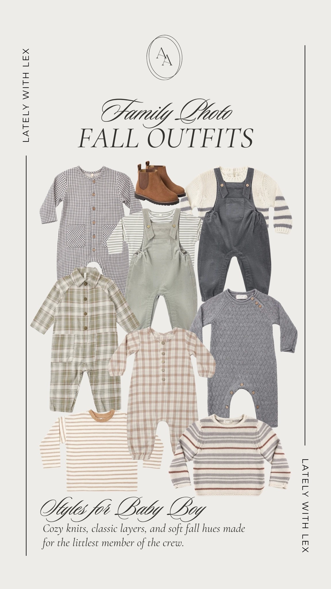 Family photo fall outfits for baby boys 🍂.  Shop cozy knits, classic layers and soft fall hues for the baby boy in the family! I always love the littlest one to be in a one-piece of some sort to add a classic, effortless look to the photos! 

Fall outfits || family photo outfits || fall family photos || outfit inspiration || kids fall outfits || baby boy outfits || fall style

#LTKBaby #LTKSeasonal #LTKootd