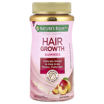 Nature's Bounty, Hair Growth Gummies, Peach Mango, 60 Gummies | iHerb