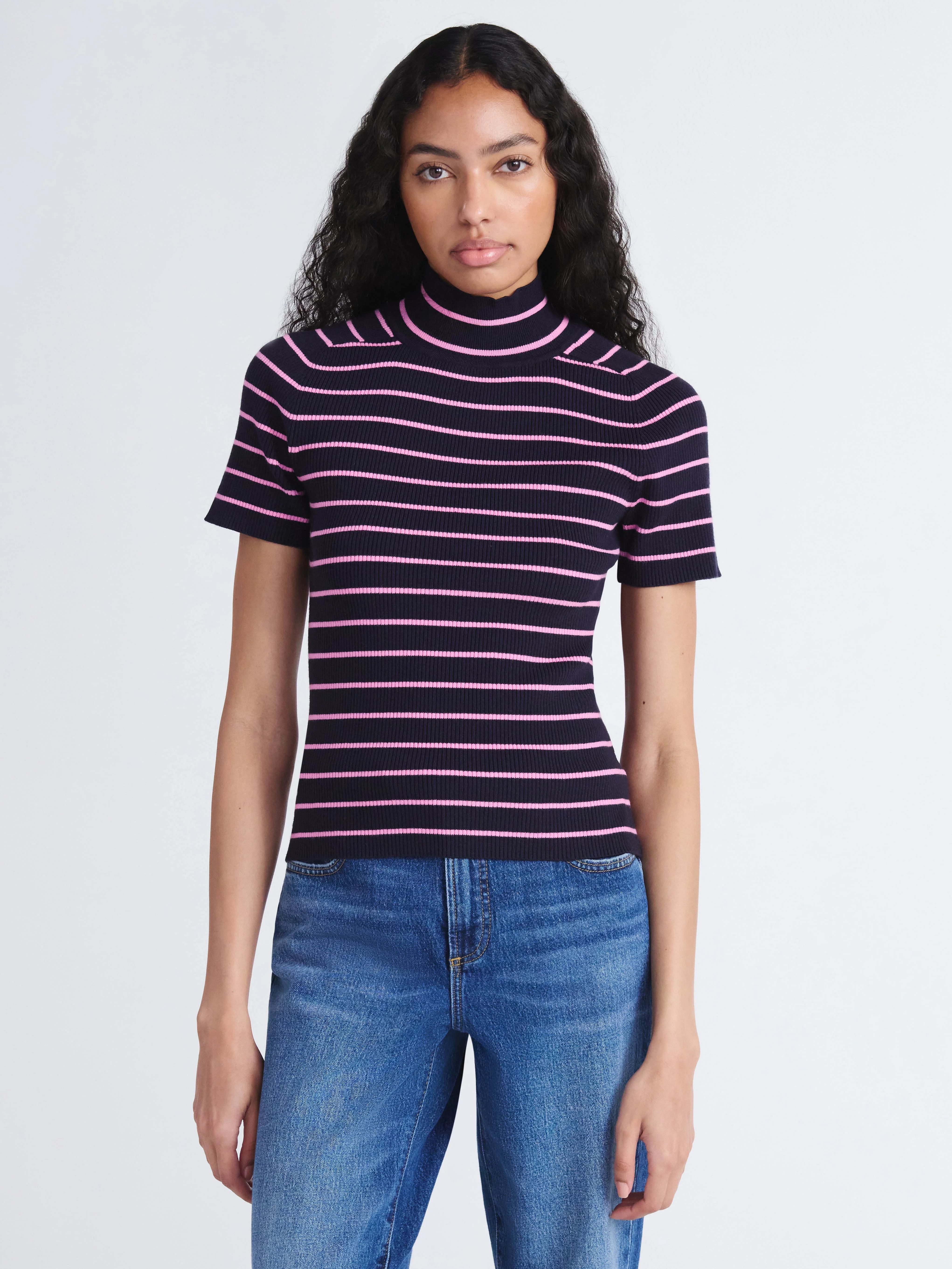 Free Assembly Women's Cozy Yarn Mock Neck Sweater with Short Sleeves, Lightweight, Sizes XS-XXL -... | Walmart (US)