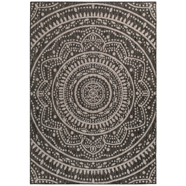 Mainstays 5'x7' Gray Global Medallion Outdoor Area Rug | Walmart (US)