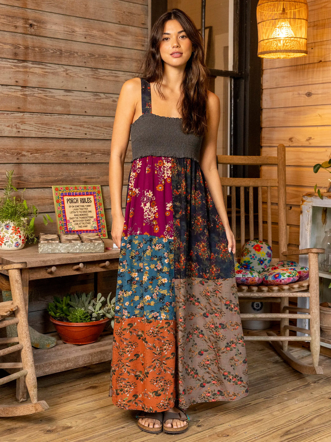 Valentina Maxi Dress - Rust Teal Mixed Floral | Natural Life