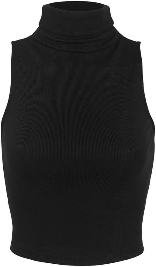 KOGMO Womens Sleeveless Ribbed Turtleneck Crop Top Knit Made in USA | Amazon (US)