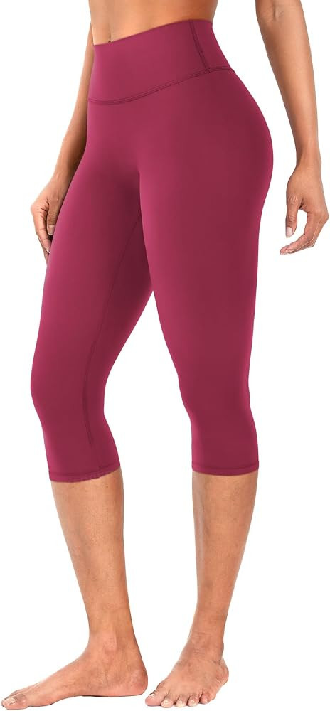 YEOREO Womens Workout Capri Leggings 17" No Front Seam High Waisted Hidden Scrunch Gym Yoga Pants | Amazon (US)