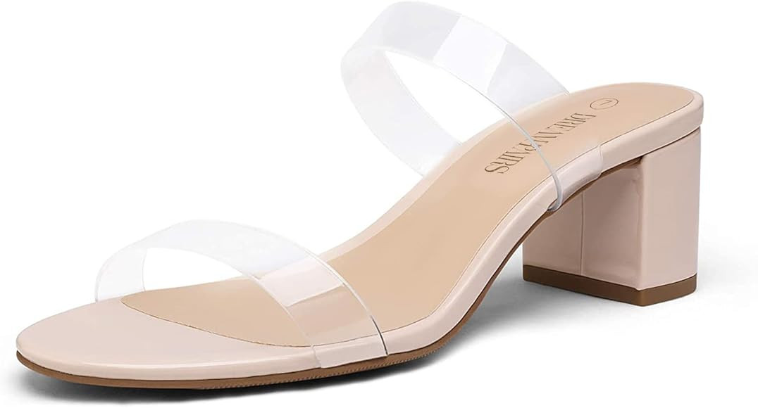 DREAM PAIRS Women's Two Strap Open Toe Low Block Chunky Heels Sandals Dress Pumps Casual Summer M... | Amazon (US)
