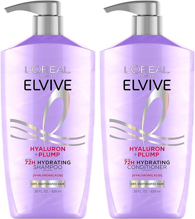 L'Oreal Paris Elvive Hyaluron Plump Shampoo and Conditioner Set for Dry, Dehydrated Hair with Hya... | Amazon (US)