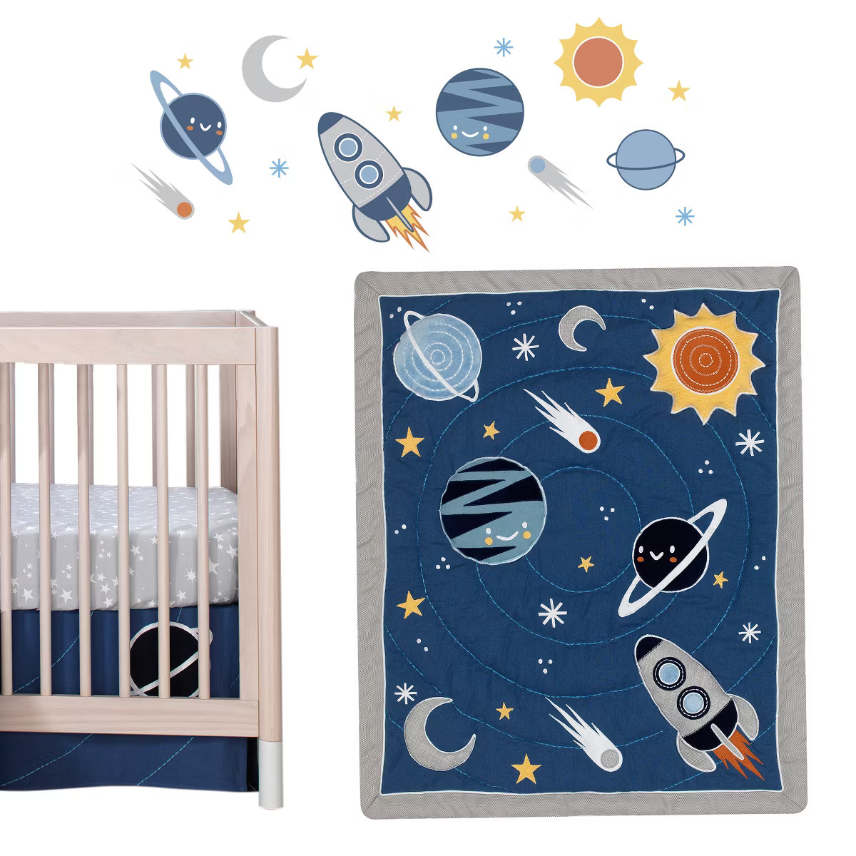 Lambs & Ivy Milky Way Space Galaxy 4-Piece Baby Nursery Crib Bedding Set - Blue/Gray | Target