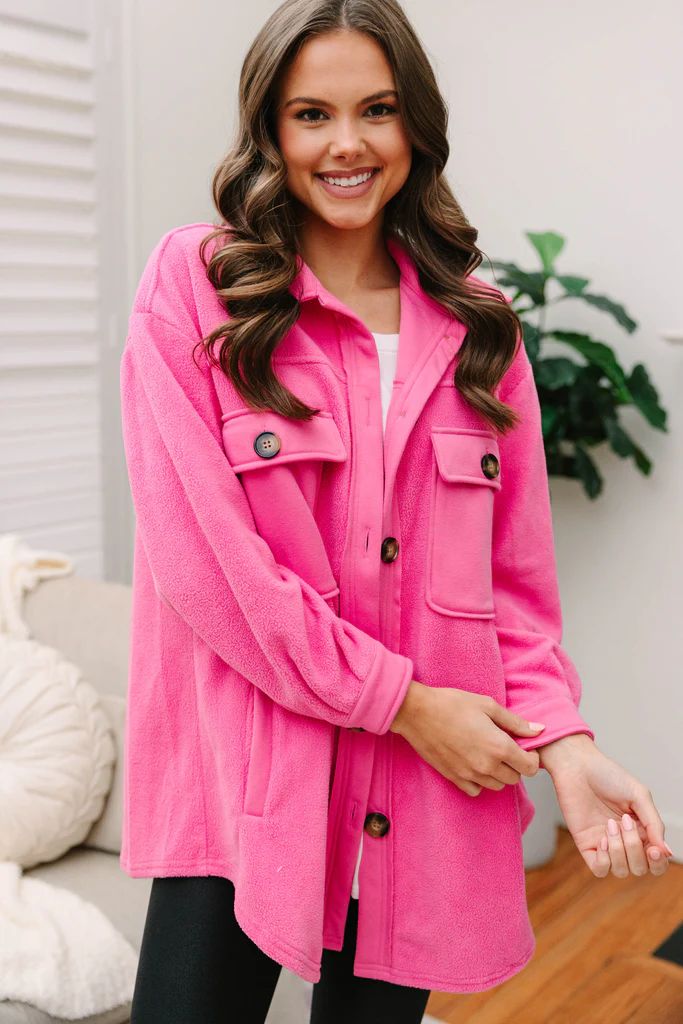 What I Like Bubble Gum Pink Fleece Shacket | The Mint Julep Boutique