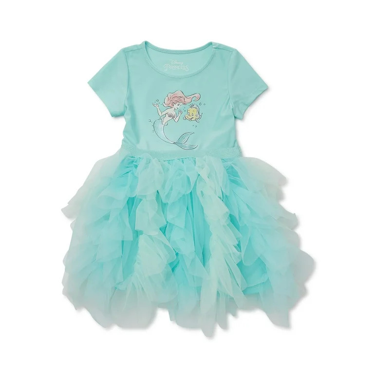 Disney Ariel The Little Mermaid Toddler Girls Short Sleeve Tutu Dress, Sizes 12M-5T | Walmart (US)