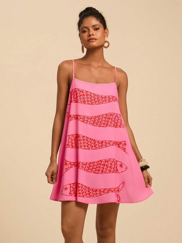 Travachic Summer Outing Holiday Date Dress, Multi-Color Printed A-Line Women's Bandeau Dress For ... | SHEIN