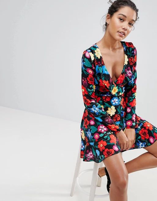 Missguided Floral Frill Detail Tea Dress | ASOS US