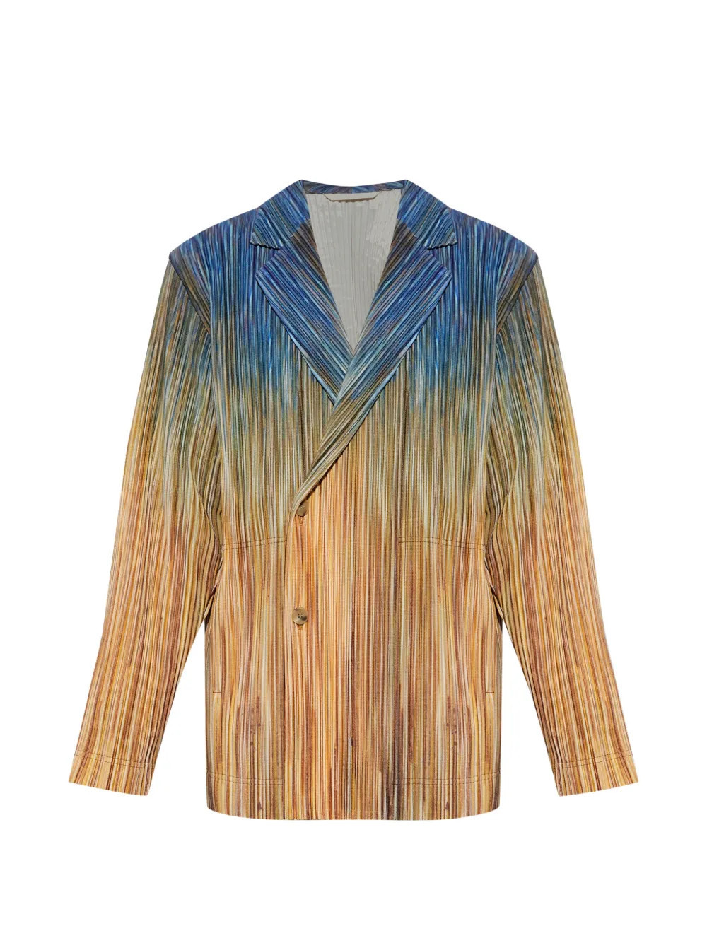 Homme Plissé Issey Miyake Paint Brush Close-Up double-breasted blazer - Brown | Farfetch Global