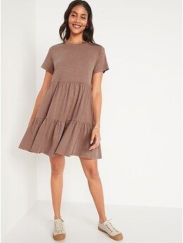 Short-Sleeve Tiered Mini Swing Dress for Women | Old Navy (US)