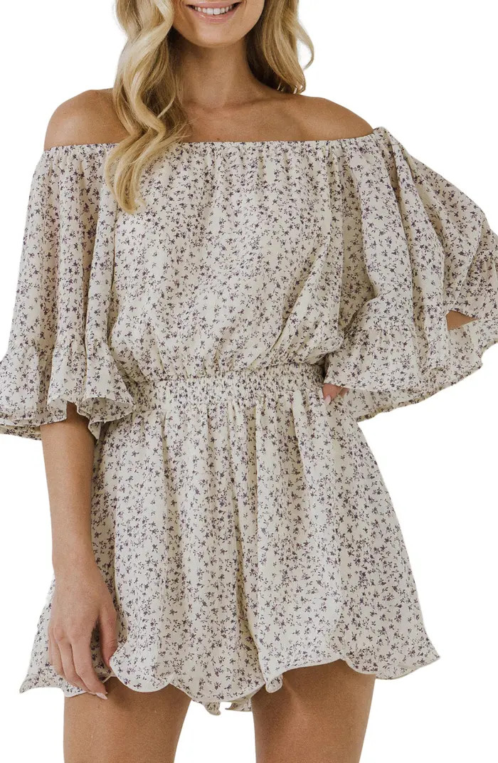 Free the Roses Ditsy Floral Off the Shoulder Romper | Nordstrom | Nordstrom