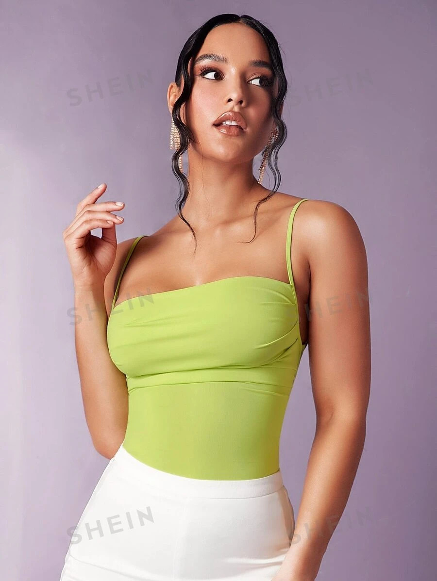 SHEIN BAE Solid Backless Cami Bodysuit | SHEIN