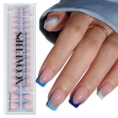 BTArtboxnails XCOATTIPS® French - Short Square Blue Pastel Tips | Target