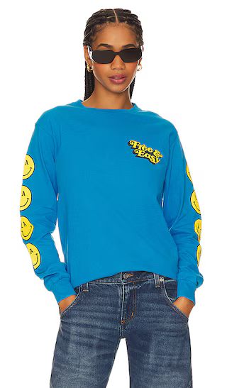 Be Happy Long Sleeve Tee in Aqua | Revolve Clothing (Global)