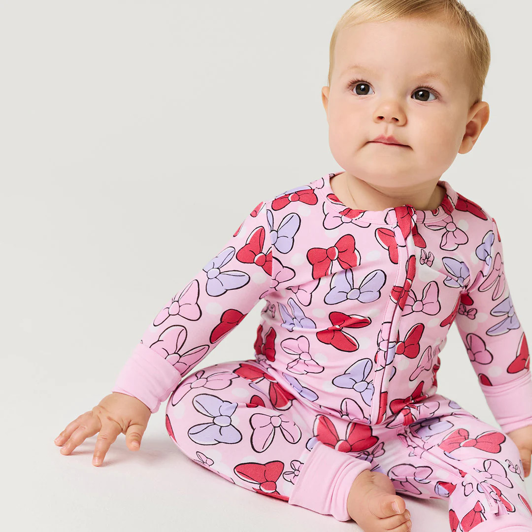 Galetine's Pink Baby Convertible Sleeper | Disney Minnie & Daisy Bows | Posh Peanut