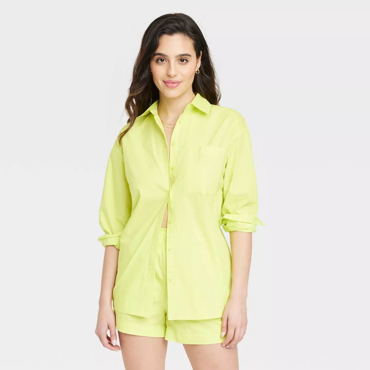 Women's Long Sleeve Button-Down Shirt - A New Day™ Pink Striped XXL | Target