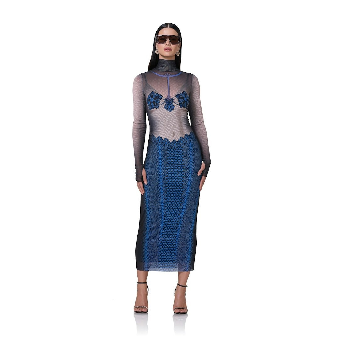 Shailene Dress - Ornate Navy | ShopAFRM