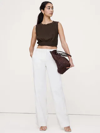 Smocked Georgette Cropped Tank | Banana Republic (CA)