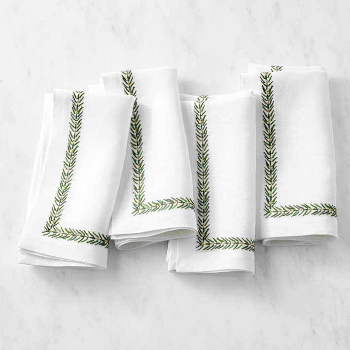Leaf Garland Embroidered Napkins, Set of 4 | Williams-Sonoma