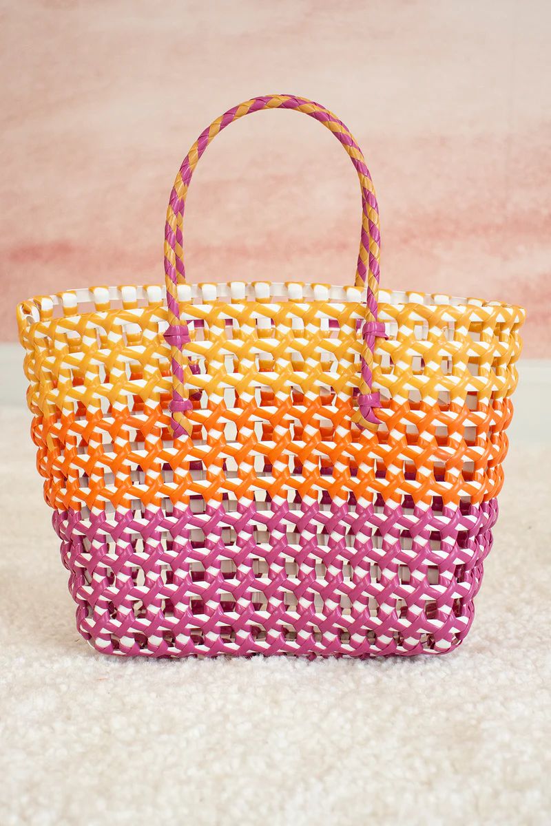 Vacay Bound Colorblock Open Weave Tote Pink FINAL SALE | The Pink Lily Boutique