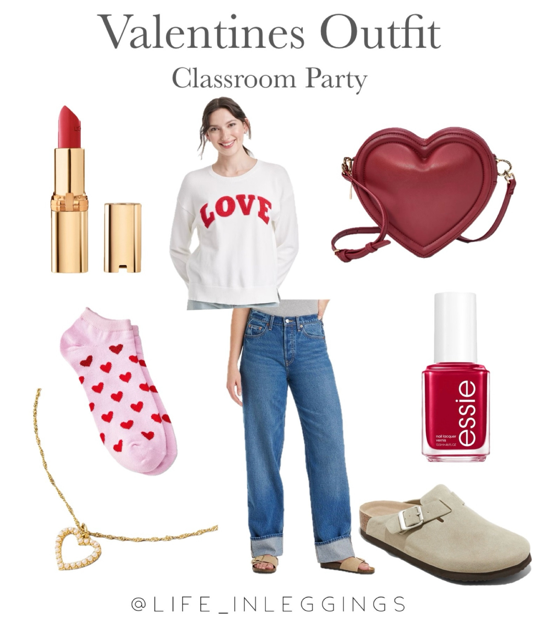 Valentines Day look. Sweater, cuffed jeans, clogs, hearts

#LTKFindsUnder50 #LTKSeasonal #LTKSaleAlert