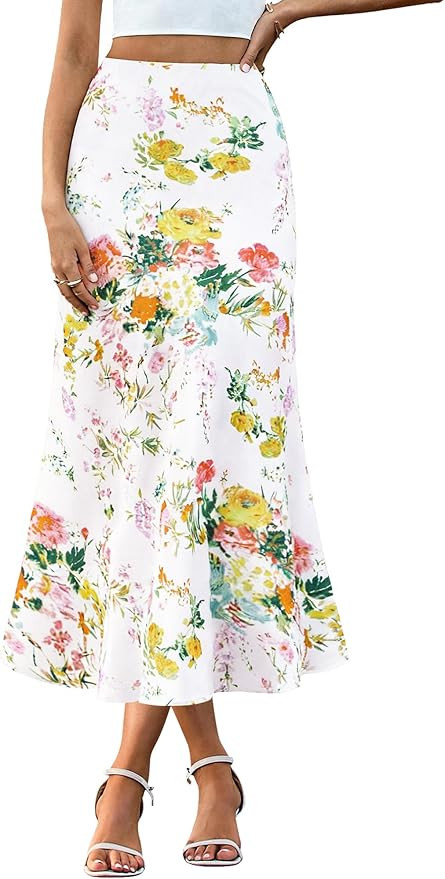 BTFBM Satin Skirts for Women Trendy Spring Summer 2026 High Waisted Leopard Print Cocktail Weddin... | Amazon (US)