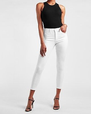 Mid Rise White Knit Skinny Jeans | Express
