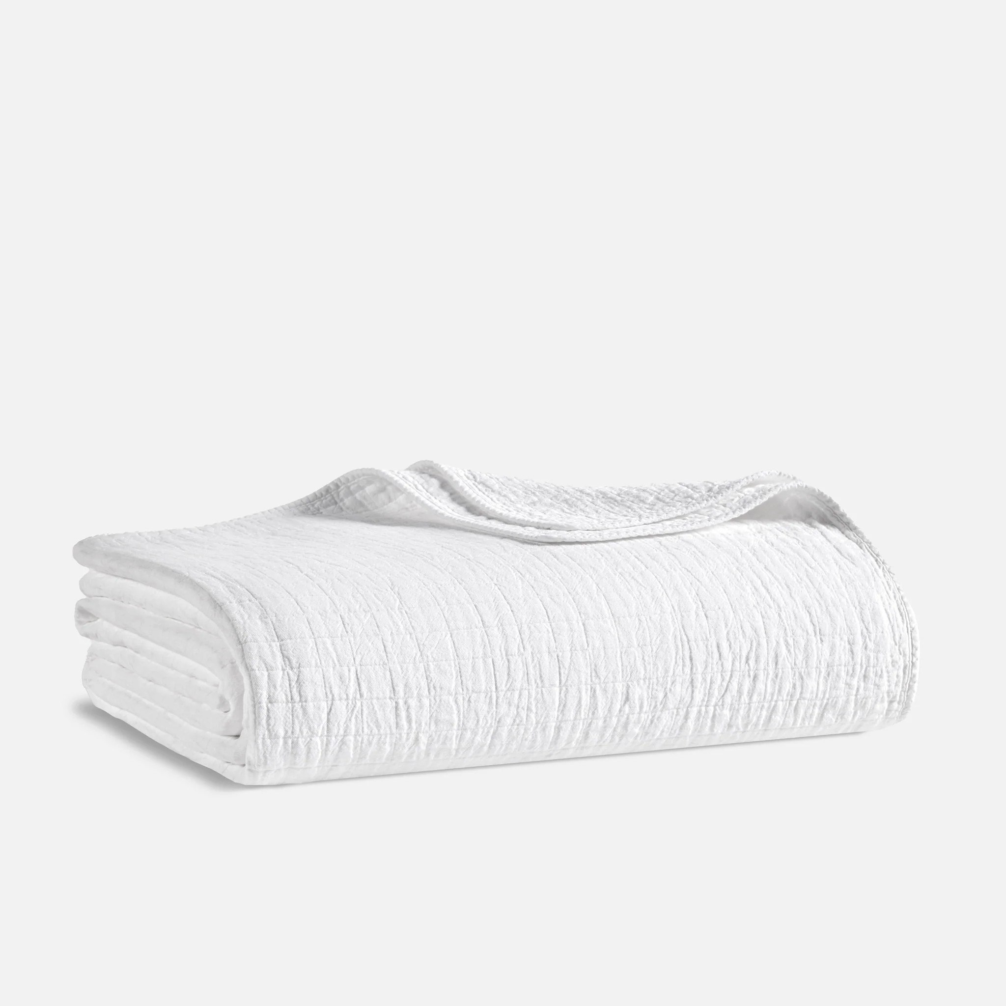 Brooklinen Weekend Wash Grid Bed Blanket size Twin/Twin XL in White | Brooklinen