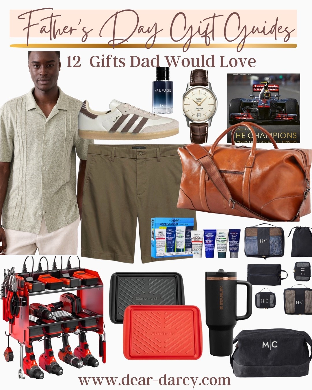 12 Father’s Day Gift Ideas 
My husband’s loves and hour’s will too

Banana Republic Factory sale
High quality Pleated linen top and slim fit short comes in two  lengths 7-9 inch on sale 
So affordable 

-Addis tennis shoes 

-Dior perfume salvage 

-Leather watch 
-Formal 1 racing coffee table book 
- leather travel bag
- travel toiletries bag 
- packing cubes 
All can be monogrammed 

Kiel’s travel set and shaving set 

Stanley 40oz tumbler

Power tools charging and storage holder/ organizer 

Silicon bbq mat stacked one for the raw meat the other for the cooked

#LTKMens #LTKSaleAlert
