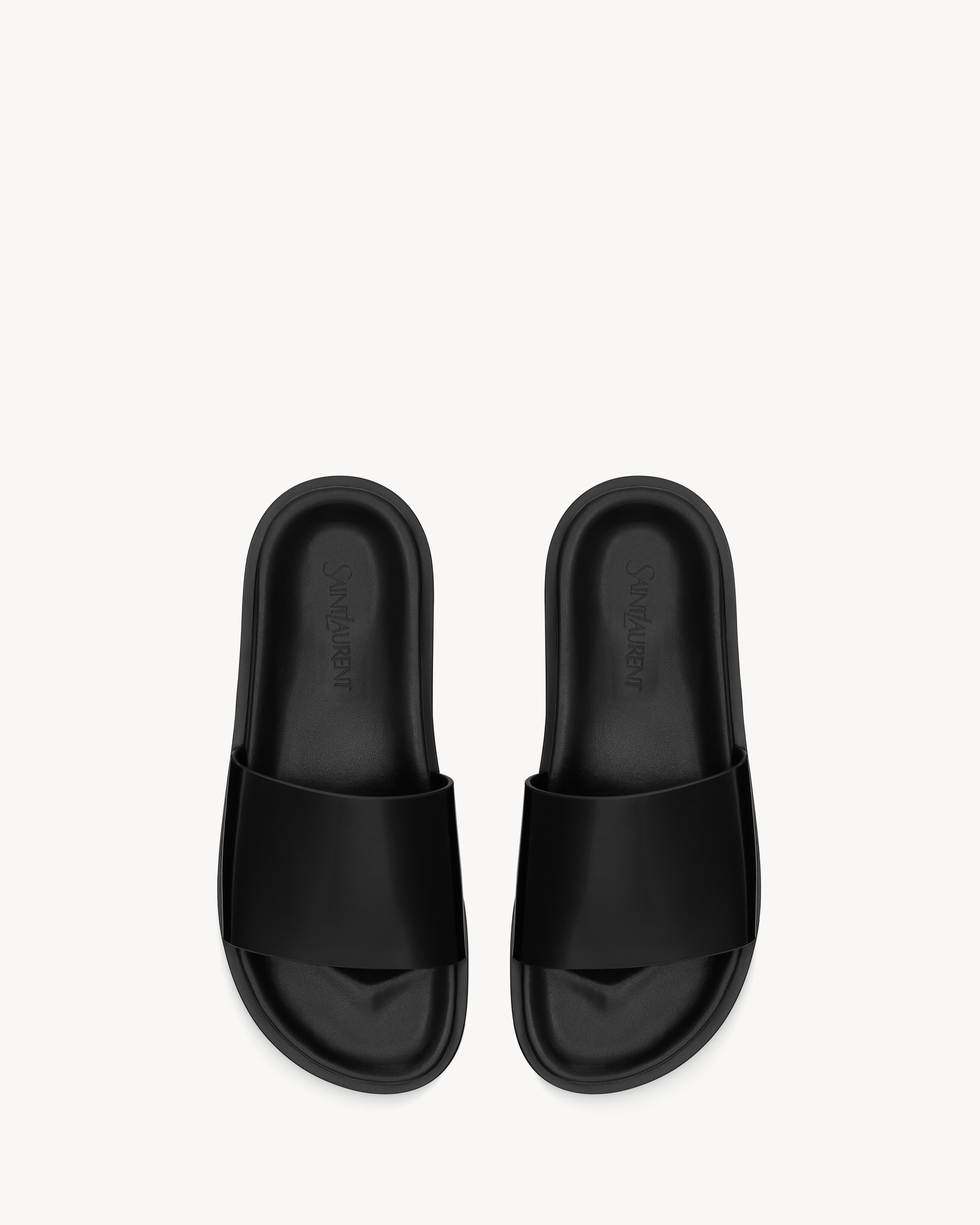 Nichols Slides In Glazed Leather Black 39.5 | Saint Laurent Inc. (Global)